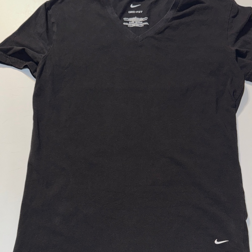 Nike Black V-Neck Tee with‎ Logo